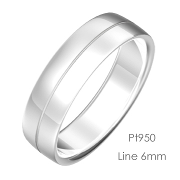 Pt950 Semiround 平甲丸ライン6mm幅「マリッジリング結婚指輪」