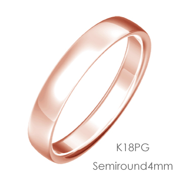 K18PG Semi Round 平甲丸4mm幅「マリッジリング結婚指輪」