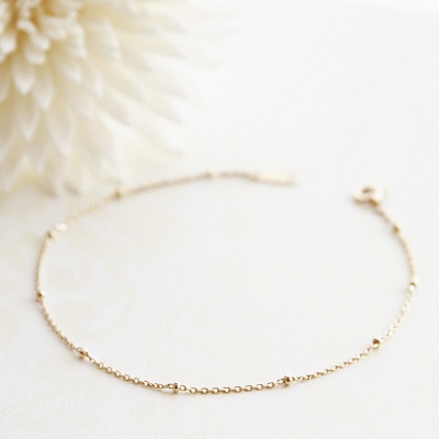 18金ゴールド-華奢シンプルブレスレット「デュプレーステーションブレスレット」