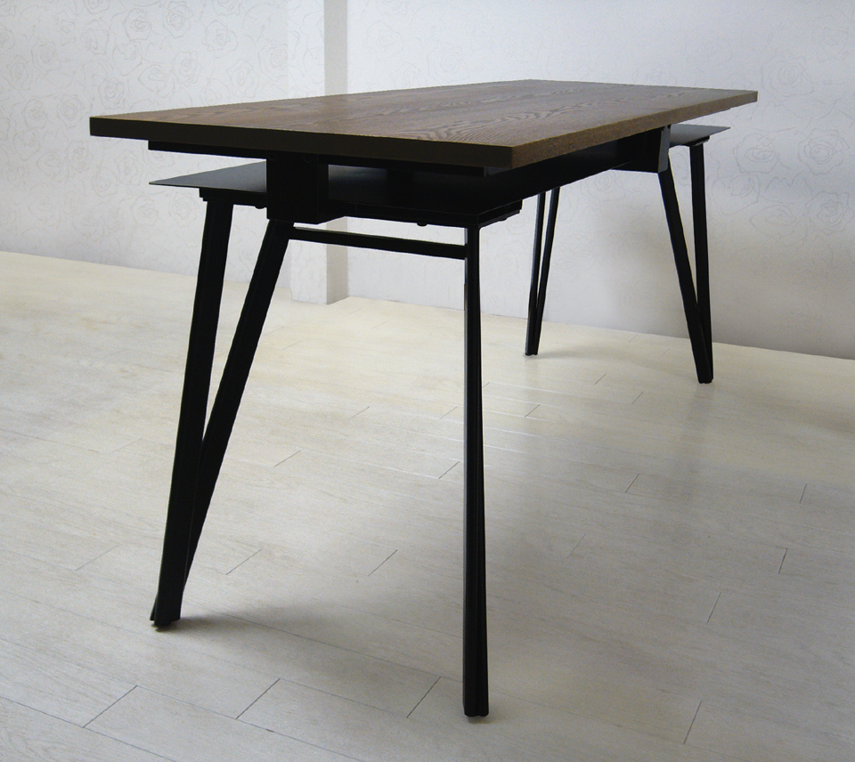 ダイニングテーブル　シャットアペーパーXタモ　斜め角