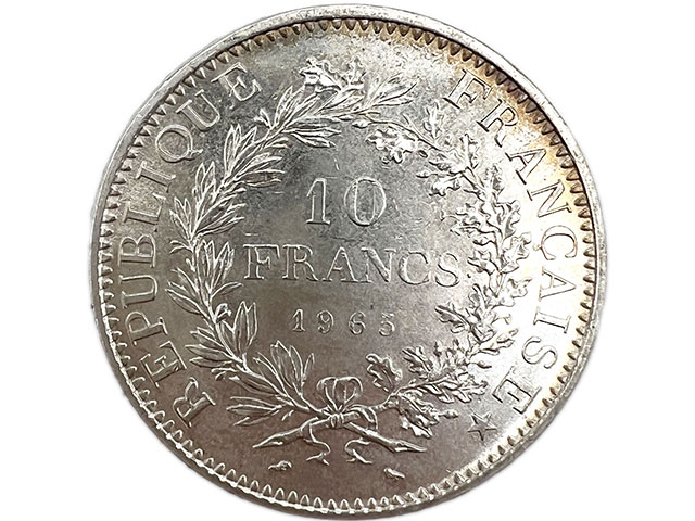 フランス 旧通貨 10フラン 銀貨 1965年 ヘラクレス