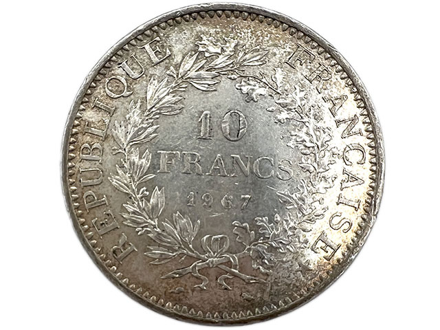 フランス 旧通貨 10フラン 銀貨 1967年 ヘラクレス