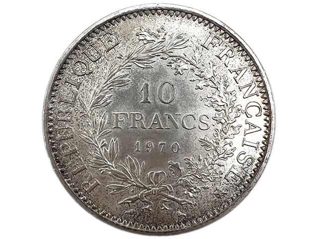 フランス 旧通貨 10フラン 銀貨 1970年 ヘラクレス