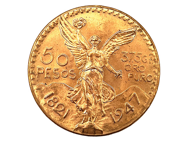 メキシコ 50ペソ K21.6金貨 1947年銘 勝利の女神 センテナリオ