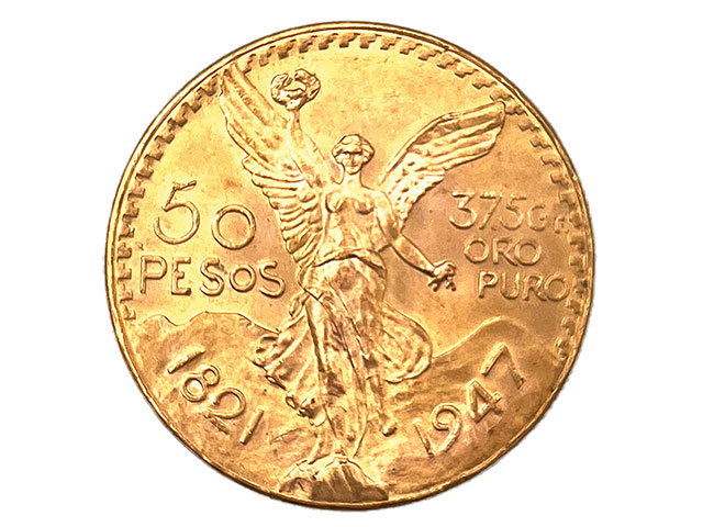メキシコ 50ペソ K21.6金貨 1947年銘 勝利の女神 センテナリオ