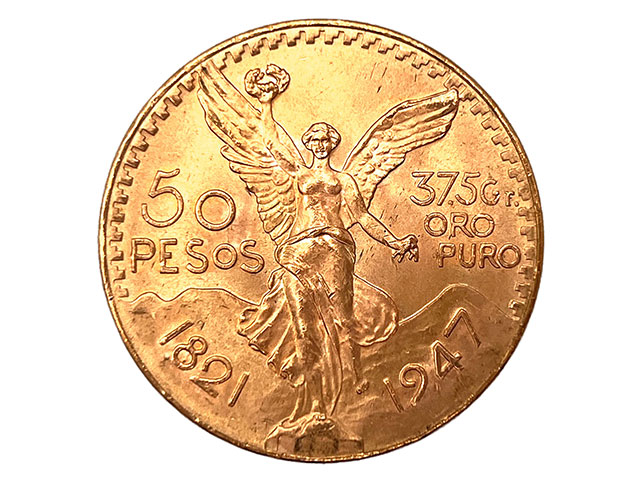 メキシコ 50ペソ K21.6金貨 1947年銘 勝利の女神 センテナリオ 純金含有量37.5g