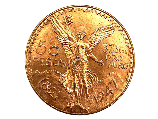 メキシコ 50ペソ K21.6金貨 1947年銘 勝利の女神 センテナリオ 純金含有量37.5g  【2】
