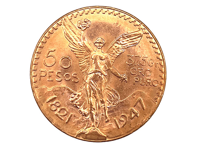 メキシコ 50ペソ K21.6金貨 1947年銘 勝利の女神 センテナリオ