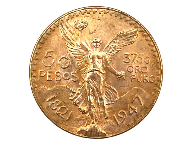 メキシコ 50ペソ K21.6金貨 1947年銘 勝利の女神 センテナリオ