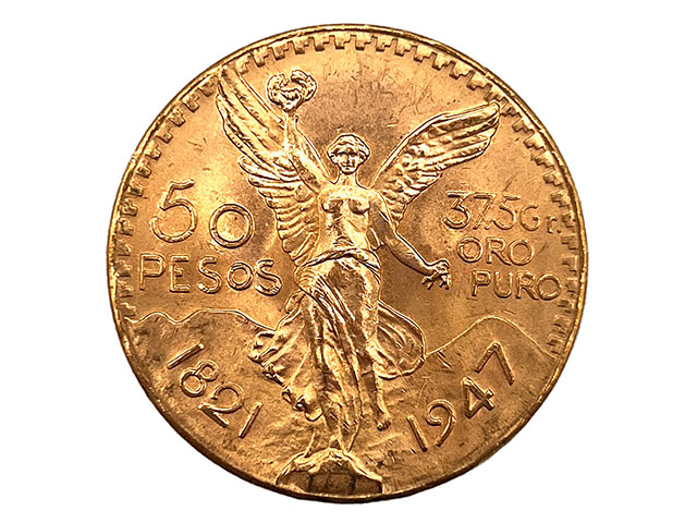 メキシコ 50ペソ K21.6金貨 1947年銘 勝利の女神 センテナリオ