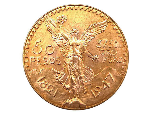 メキシコ 50ペソ K21.6金貨 1947年銘 勝利の女神 センテナリオ