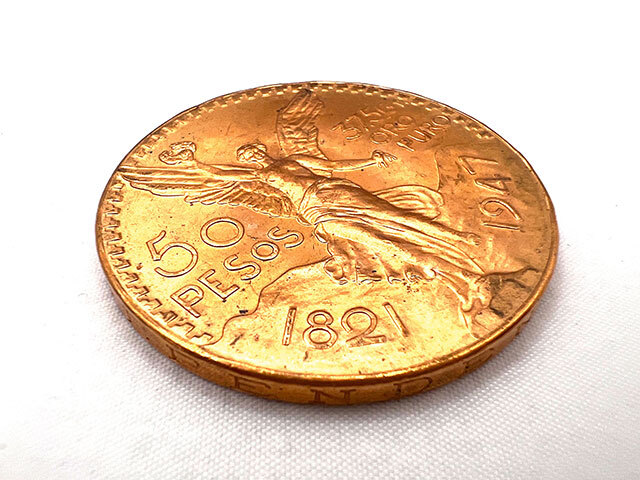 メキシコ 50ペソ K21.6金貨 1947年銘 勝利の女神 センテナリオ