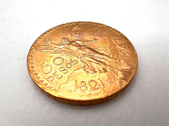 メキシコ 50ペソ K21.6金貨 1947年銘 勝利の女神 センテナリオ