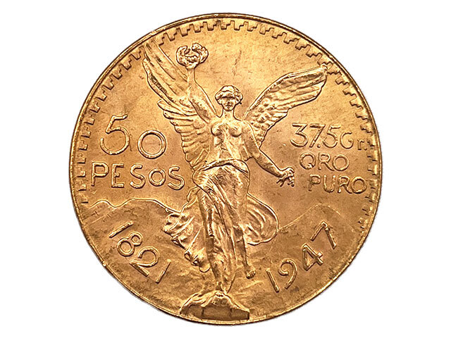 メキシコ 50ペソ K21.6金貨 1947年銘 勝利の女神 センテナリオ