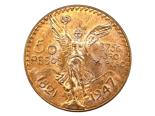メキシコ 50ペソ K21.6金貨 1947年銘 勝利の女神 センテナリオ