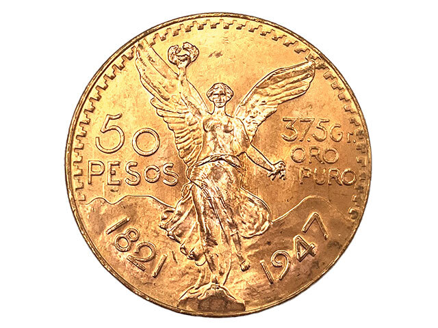 メキシコ 50ペソ K21.6金貨 1947年銘 勝利の女神 センテナリオ