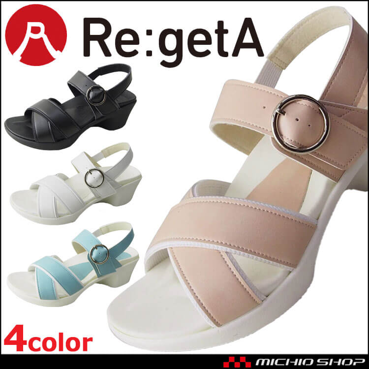靴 シューズ 医療 事務 ディーフェイズ Re:getA Work リゲッタ クロスベルトサンダル RW-1003 レディース オフィス ナース