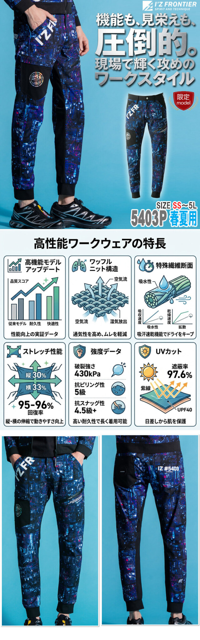 1006さん専用アイスブルー アイズフロンティア I'Z FRONTIER パウダーエアーストレッチジョガー