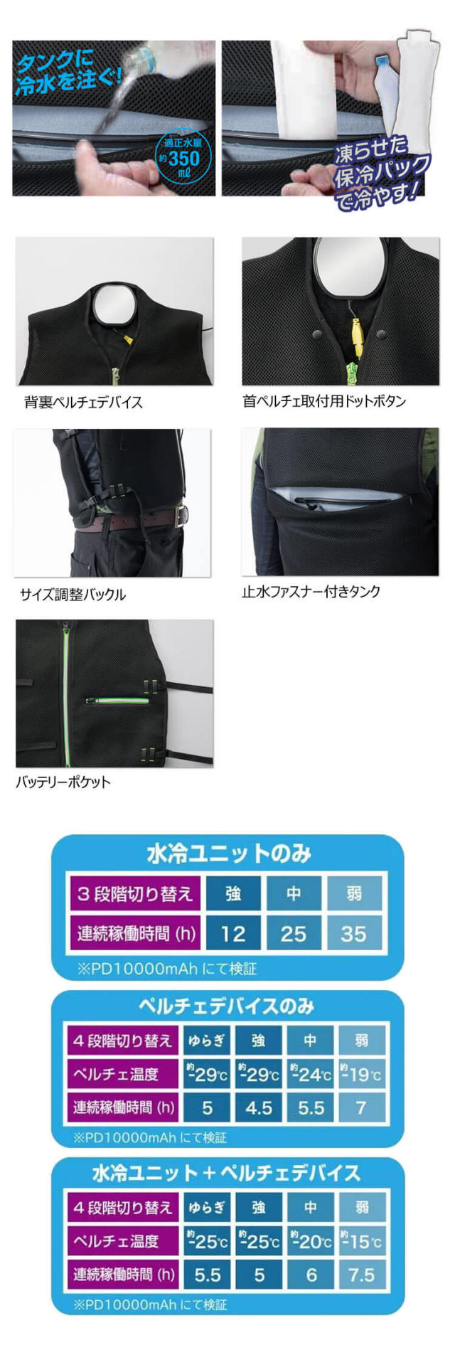 アタックベース ATACK BASE アイスキーパー 水冷ベスト ペルチェウェア