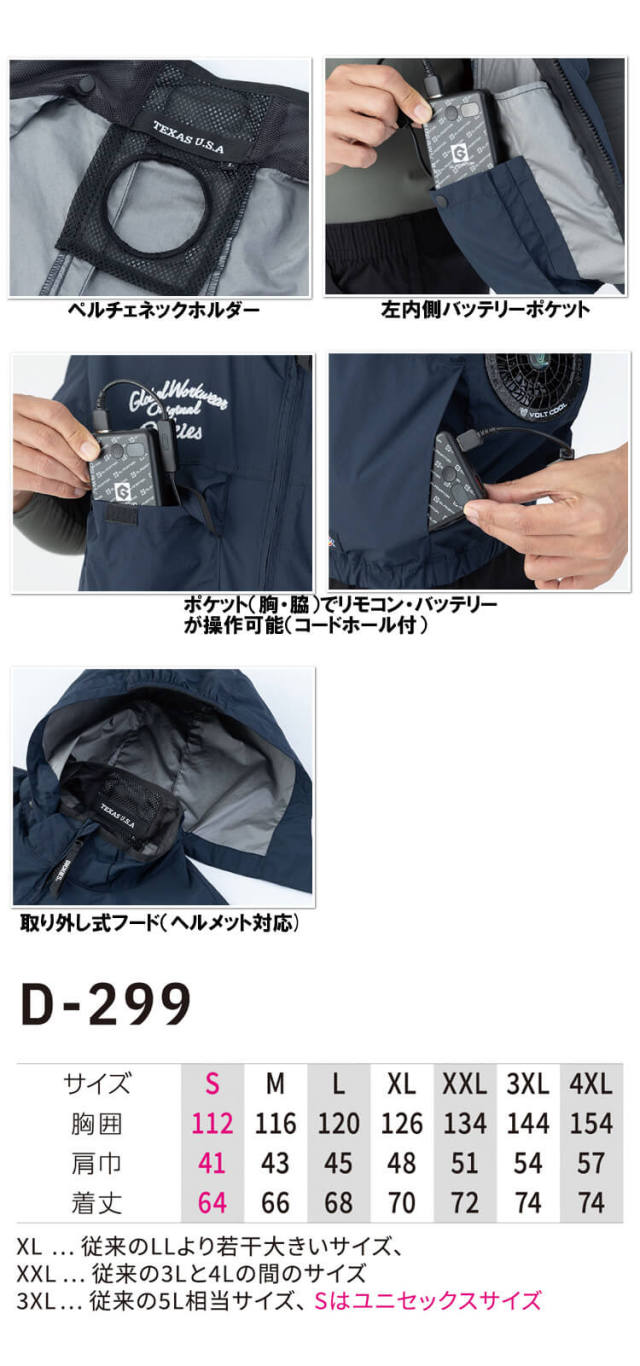 ボルトクール ペルチェ空調ベスト+ファン小型バッテリーフルセット D