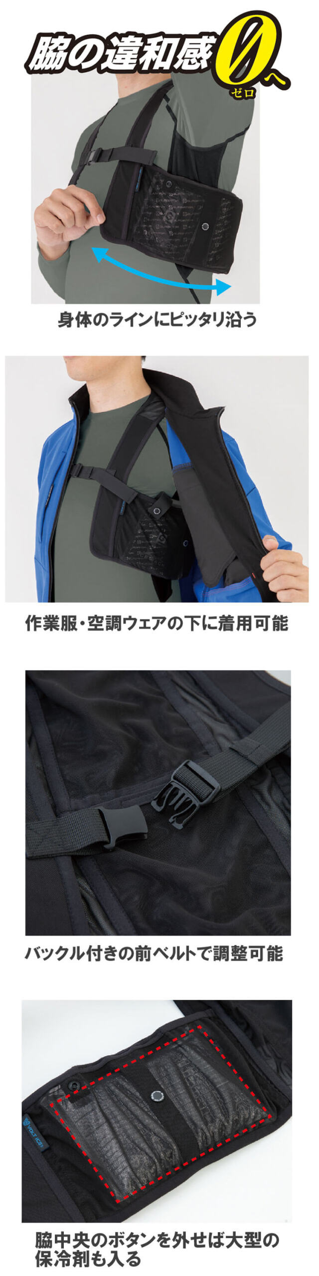 アイスベスト＆アイスパック(保冷剤)3個セット GI-409 ボルトアイス