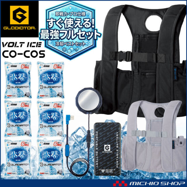 ベスト＋氷零 0℃ 保冷剤6個＋ペルチェ小型バッテリーセット GI-469+GI