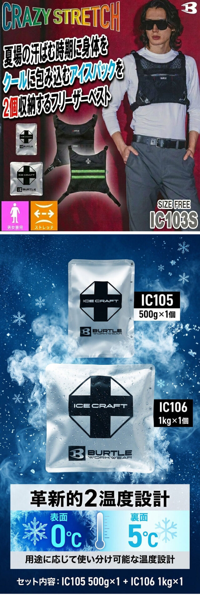 アイスクラフトベストセット&アイスパックセット IC103S バートル