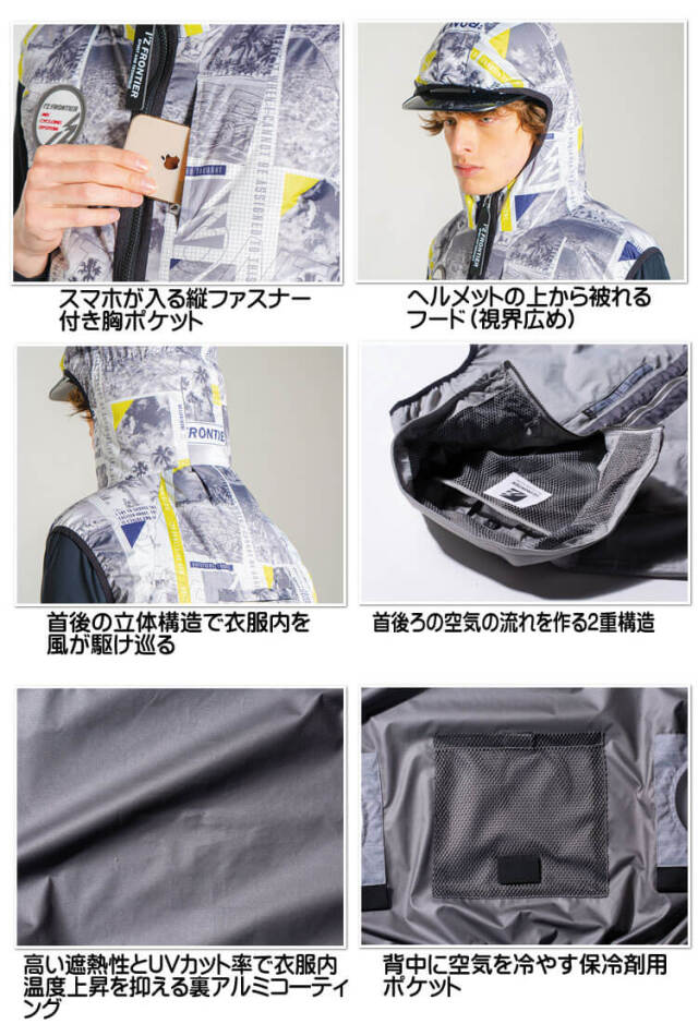 Iアイズフロンティア プリントチタンA.S. フーディッドベスト(ファンなし) Iアイズフロンティア プリントチタンA.S. フーディッドベスト