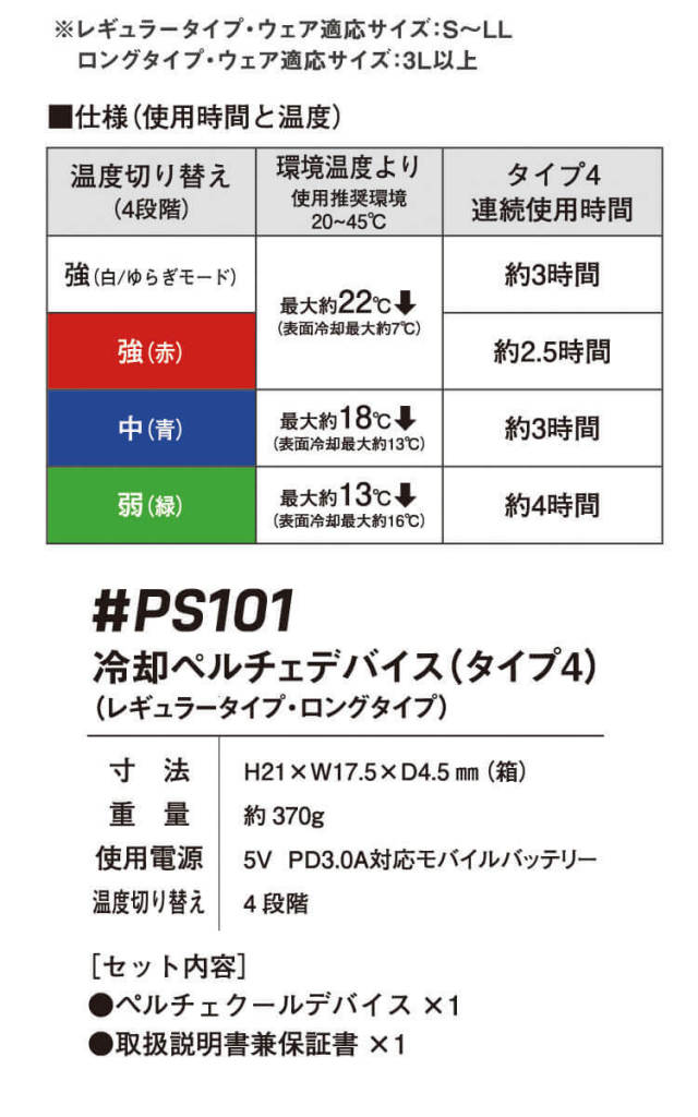 アイズフロンティア 冷却ウェア ペルチェ長袖ジャケット＆ペルチェ