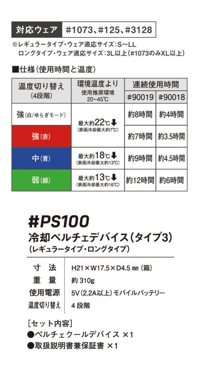 アイズフロンティア 冷却ウェア ペルチェベスト＆ペルチェ