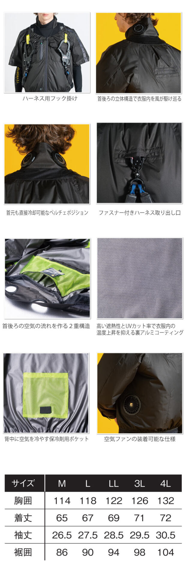アイズフロンティア P.E.F.半袖ジャケットペルチェ黒ファンフルセット