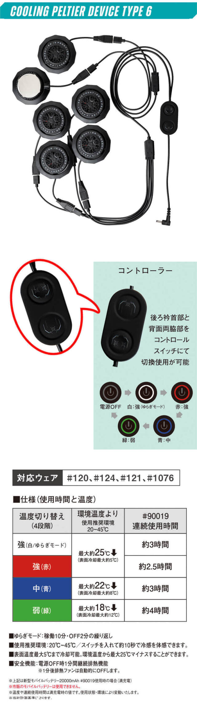 アイズフロンティア ペルチェ6個タイプ長袖フリージングコールドジップ