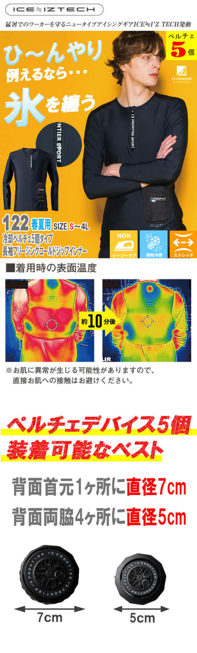 平日即日発送アイズフロンティア ペルチェ5個タイプ長袖シャツMサイズ最安値 アイズフロンティア ペルチェ5個タイプ長袖フリージングコールド