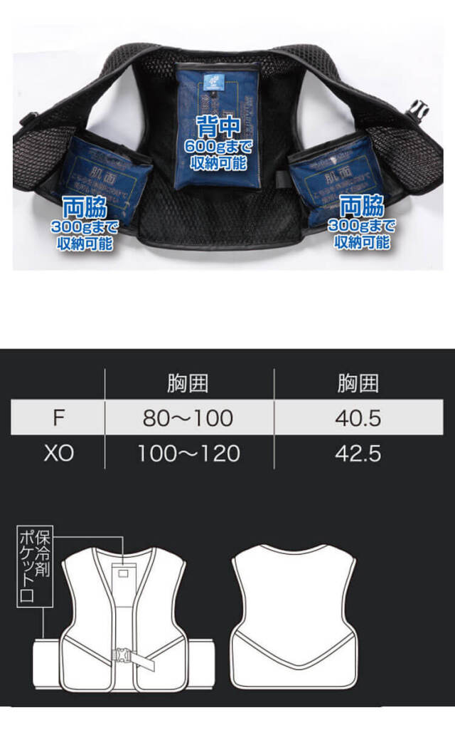 保冷剤付きスペーサーベスト 26536＋ 013×2個＋014 クロダルマ エアー