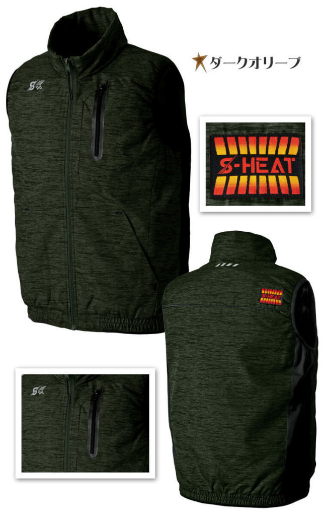 S-HEAT テックスタイルベスト フルセット M ブラック 防寒服 シンメン S-HEAT テックスタイルベスト＋電熱ヒーター