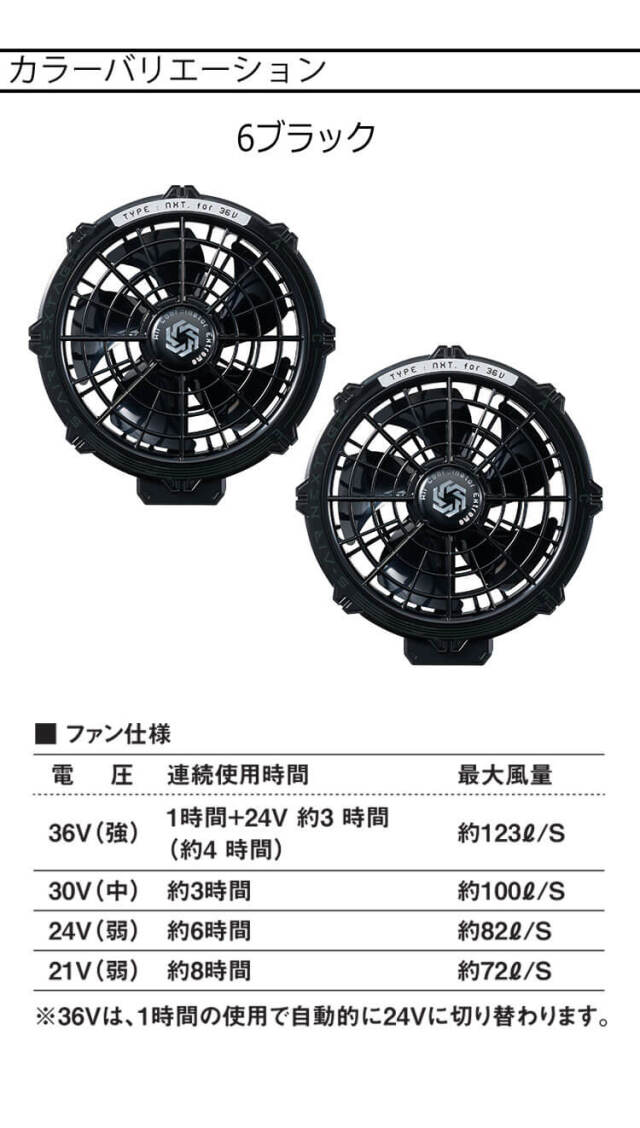 シンメン S-AIR 36V専用ファンセット(2個セット) SA-X02| 空調服