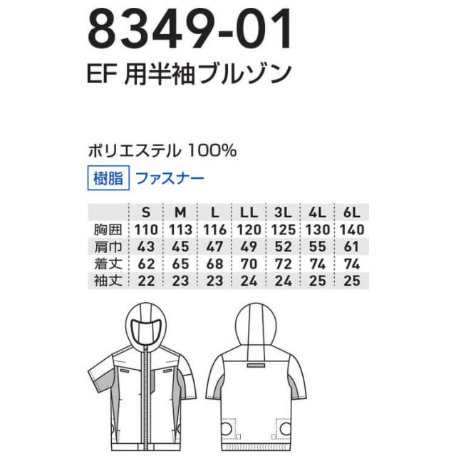 ファン付き作業着 SOWA 桑和 EF用半袖ブルゾン・ファン・20V