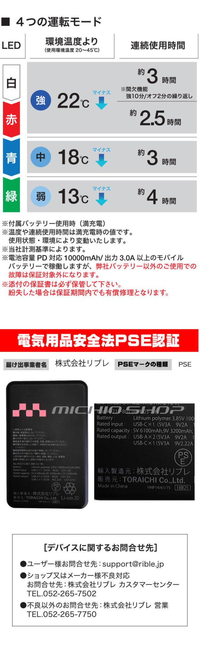 値下げ交渉あり！ペルチェベストセットとモバイルバッテリー HOOH 四角形ペルチェベスト&バッテリーセット PV555 冷暖兼用