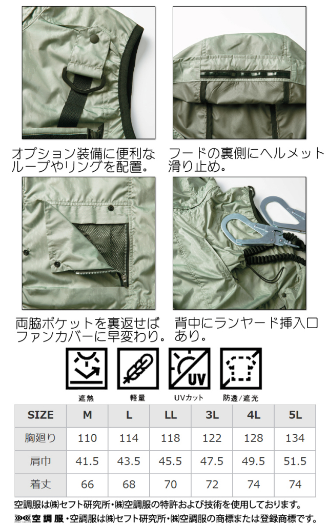 空調服 寅壱 トライチ フルハーネス対応エアーベスト・ファン