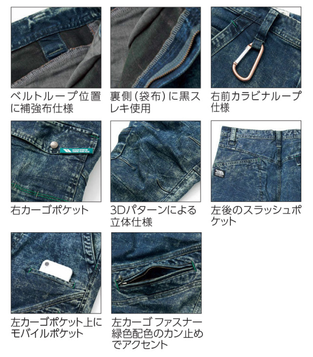 作業服 鳶 トライチ 寅壱 デニムカーゴパンツ 8920-219｜作業服