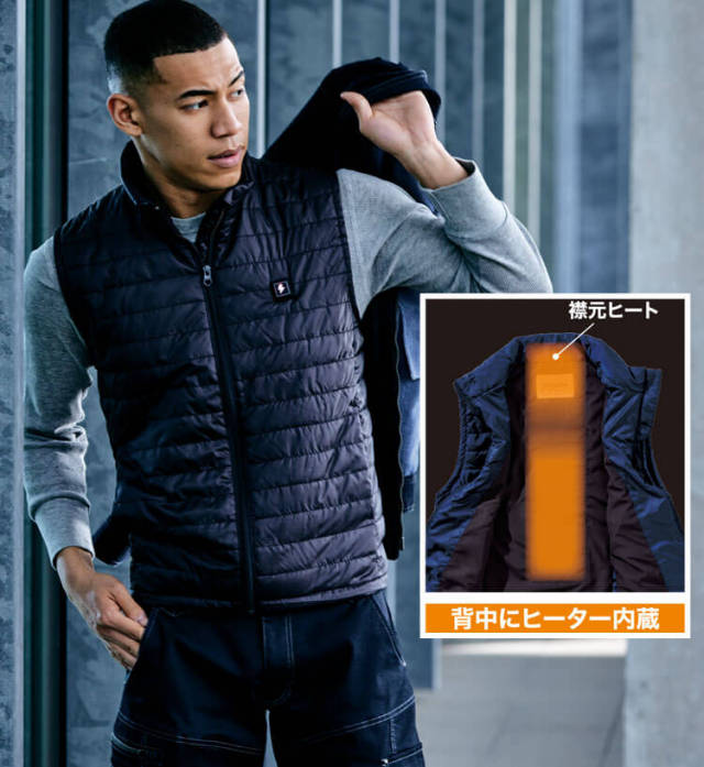 防寒服 HOOH ヒートベスト 立衿 軽防寒ベスト(単品) 1088 村上被服  