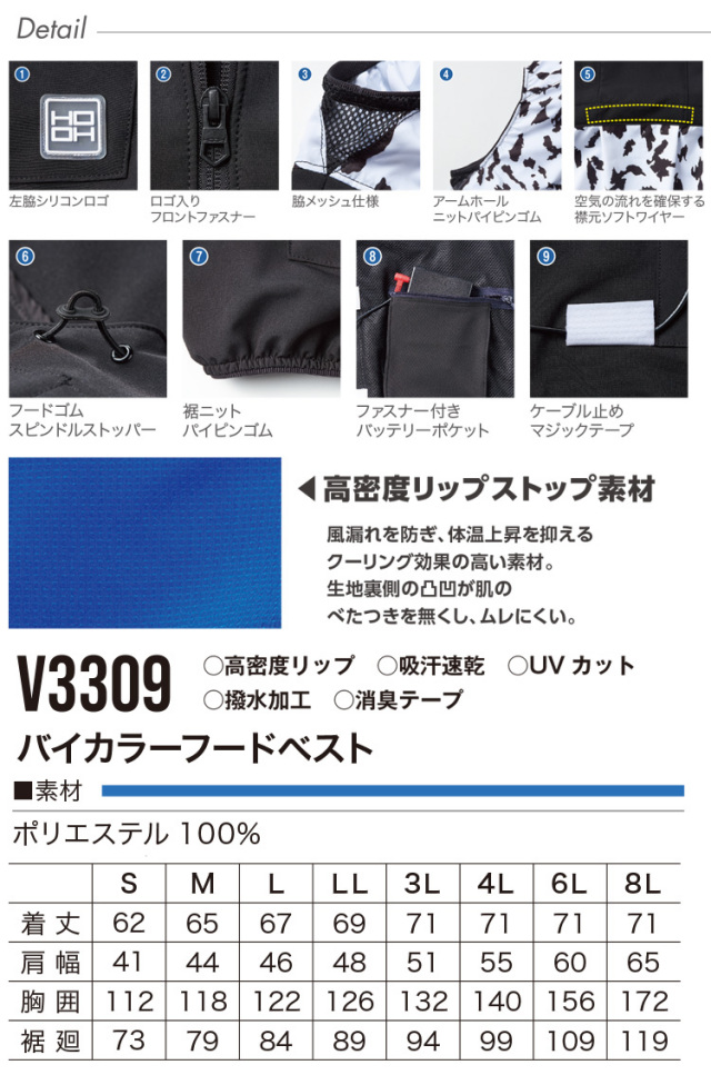 ファン付き作業着 鳳凰 HOOH 快適ウェア 村上被服 バイカラーフード
