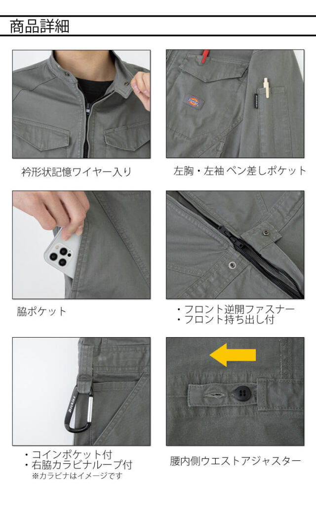 作業服 Dickies ディッキーズ ストレッチヘリンボーン 半袖つなぎ D