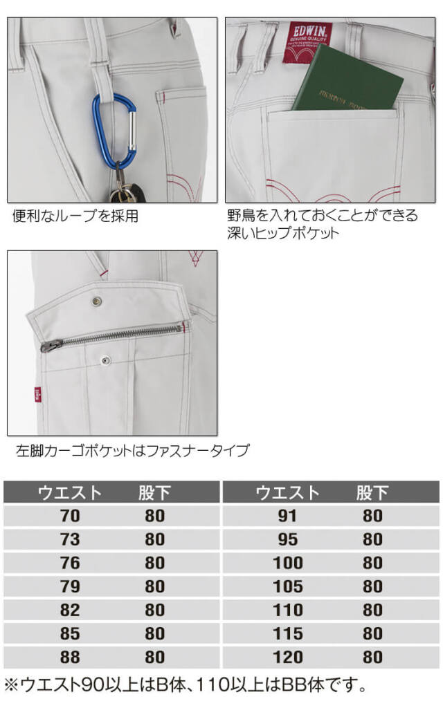 EDWIN エドウィン カーゴパンツ 83008 作業着 ｜作業服・作業着