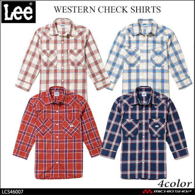 「#期間限定」のおすすめ人気ランキング LeeLCS46007メンズウエスタンチェック七分袖シャツ｜作業服 シャツ+ブラウス(長袖+七分)
