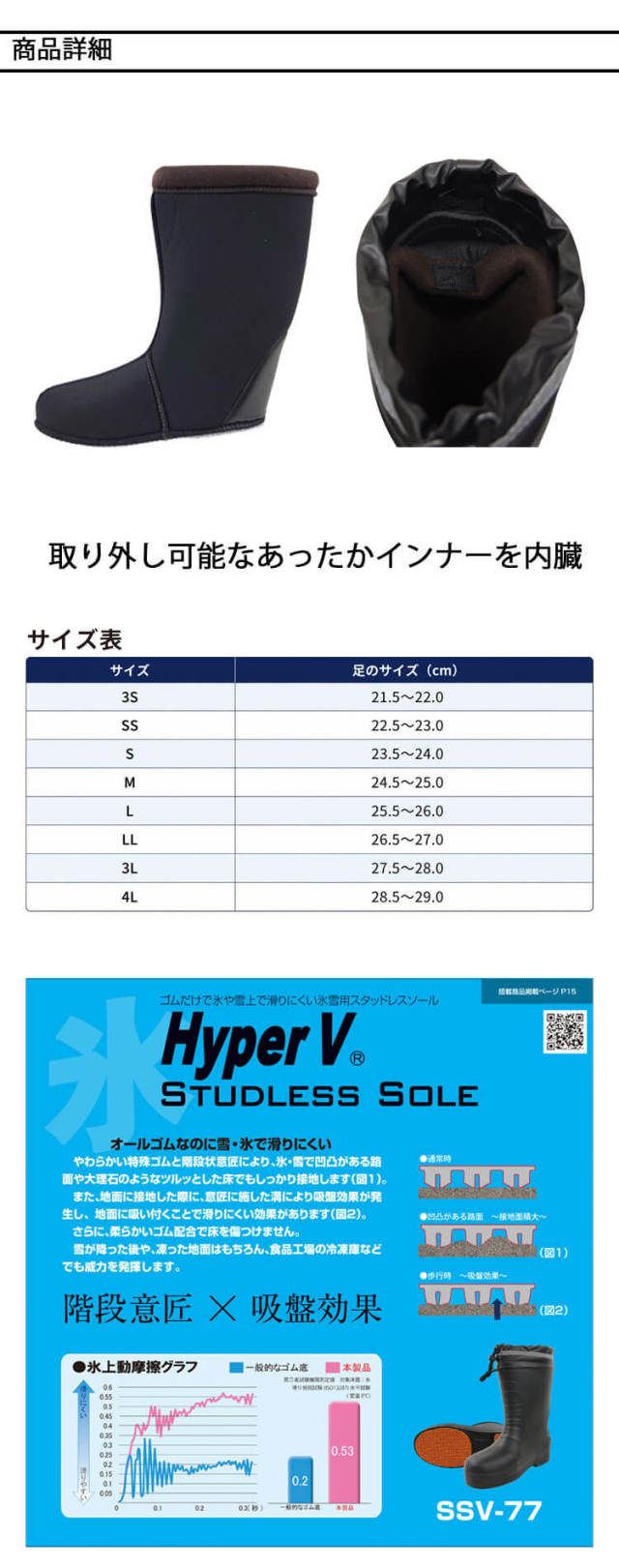 日進ゴム ハイパーV EVAラバー防寒安全長靴 SSV-77 カバー付