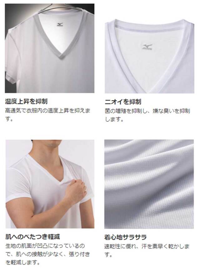 ミズノ Mizuno ドライサイエンスアンダーウェア 半袖 Vネック C2ja0l06 春夏 インナー 作業服 メンズ