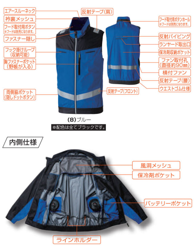 SOWA 桑和 EFベスト(ファンなし) 7369-16 サイドファン 反射材付き