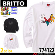 BRITTO ブリット プリント 長袖Tシャツ 774122 メンズ レディース 綿100% Aitoz アイトス ハート