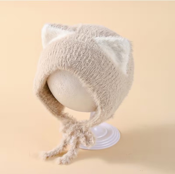 ニューボーンフォト 撮影小物 撮影小道具 ベビー帽子 ニットキャップ ニット帽  耳付き ねこ